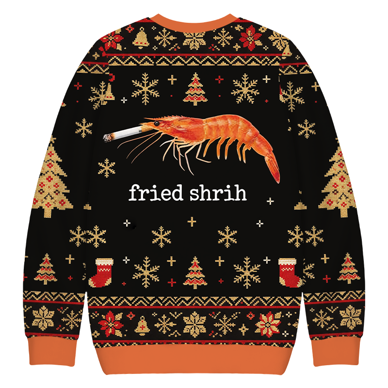 Tokyocanvas Fried Shrimp Christmas Ugly Sweatshirt