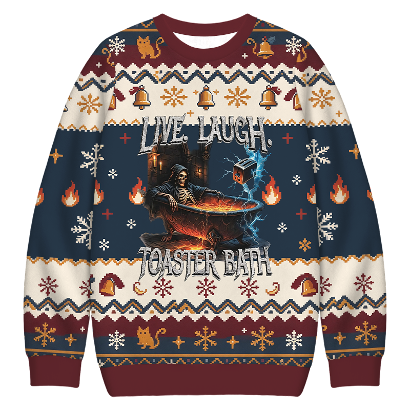 Tokyocanvas Live Laugh Toaster Bath Comfort Colors Funny Christmas Ugly Sweatshirt