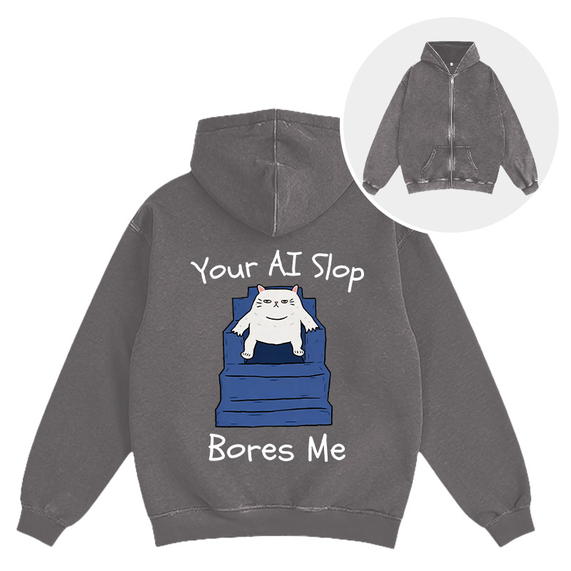 Tokyocanvas AI Slop Bores Me Washed Zip Hoodie