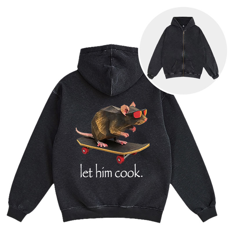 Tokyocanvas Rat Skateboard Cook Washed Zip Hoodie