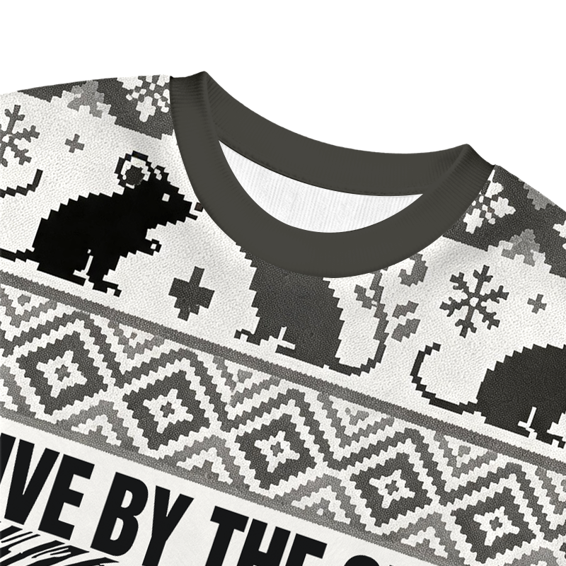 Tokyocanvas I Live By The Cheese Rat Christmas Ugly Sweatshirt
