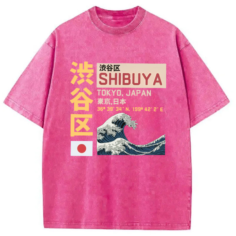 Tokyocanvas Shibuya Tokyo Japan Acid Washed T-Shirt