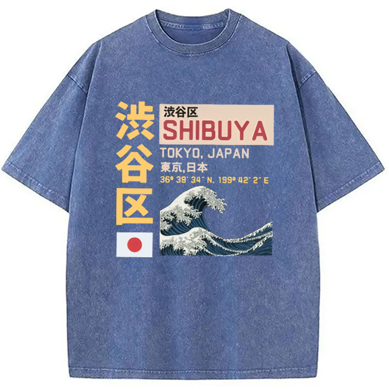 Tokyocanvas Shibuya Tokyo Japan Acid Washed T-Shirt