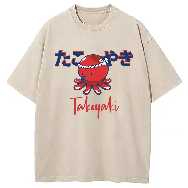 Tokyocanvas Japanese Traditional Takoyaki Washed T-Shirt