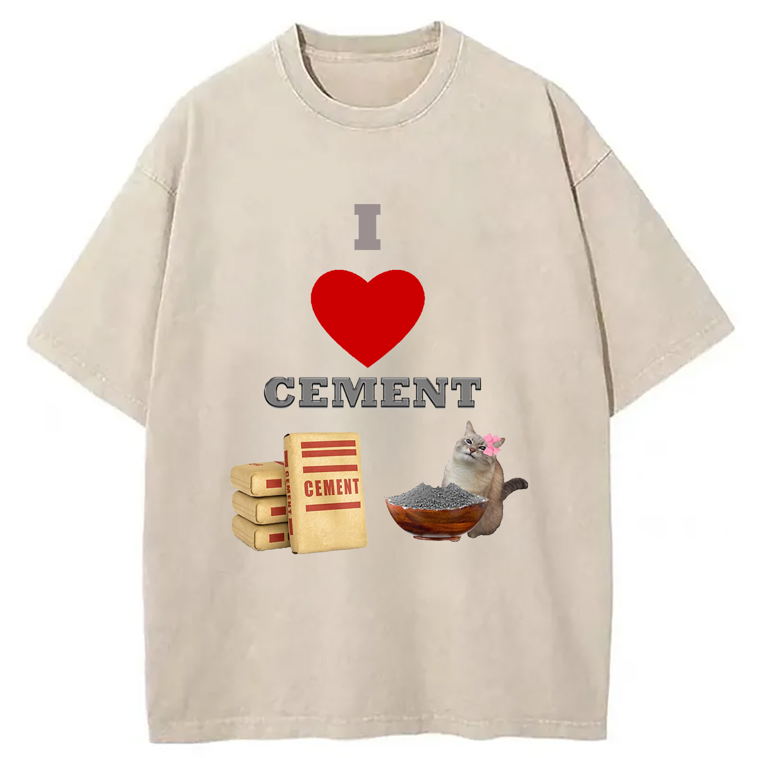 Tokyocanvas I LOVE CEMENT Washed T-Shirt