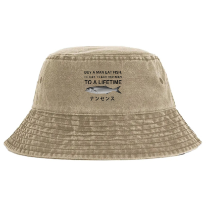 Tokyocanvas Funny To A Lifetime Washed Bucket Hat