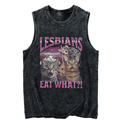 Tokyocanvas Lesbians Eat What?! Funny Washed Tank