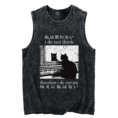 Tokyocanvas Thinking Cat Washed Tank