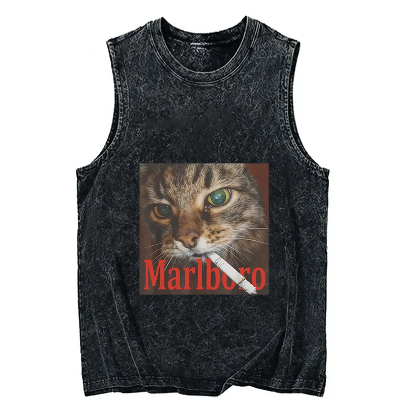 Tokyocanvas Funny Smoking Cat Meme Washed Tank