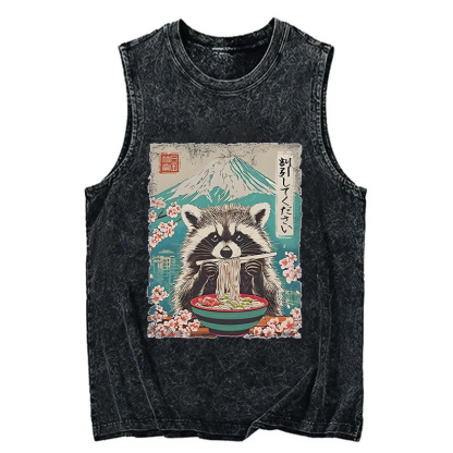 Tokyocanvas Please Give Raccoon A Discount Washed Tank