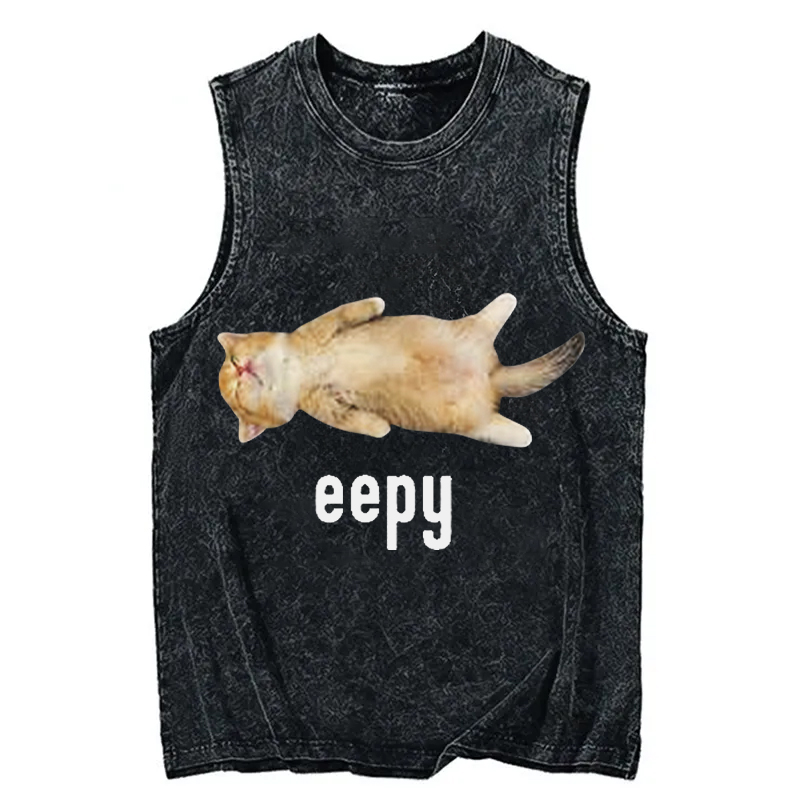 Tokyocanvas Silly Sleepy Cat Meme Washed Tank