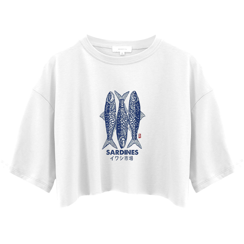 Tokyocanvas Sardines Market Crop Top