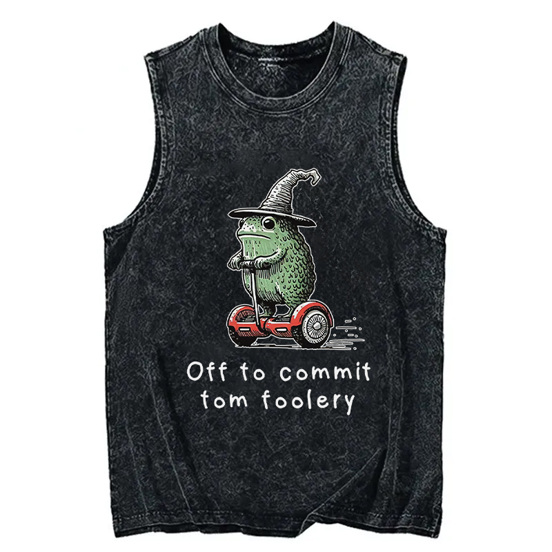 Tokyocanvas Frog Riding A Balance Scooter Washed Tank