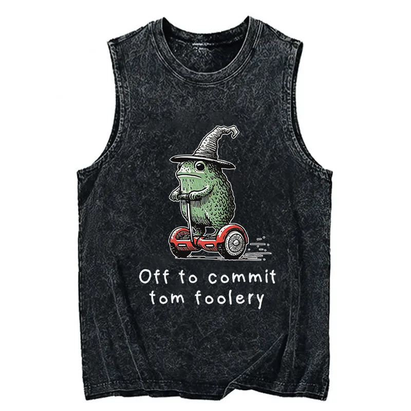 Tokyocanvas Frog Riding A Balance Scooter Washed Tank