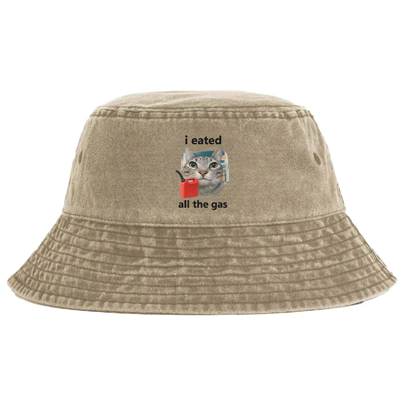 Tokyocanvas I Eated All The Gas Cat Funny Washed Bucket Hat