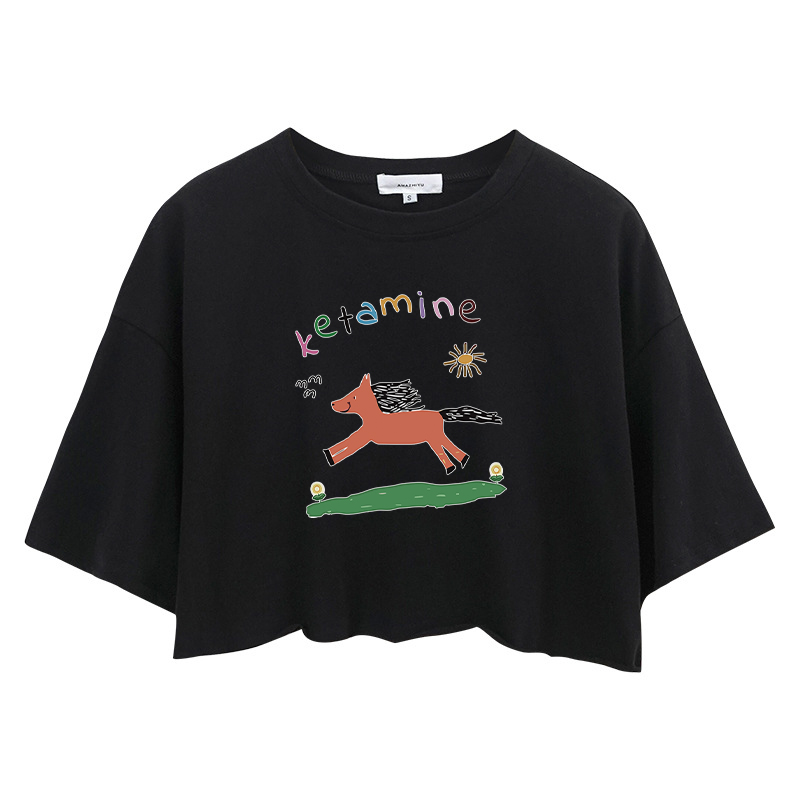 Tokyocanvas Running Orange Pony Crop Top