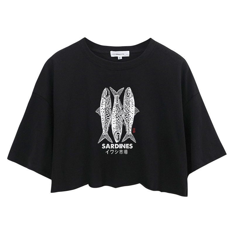 Tokyocanvas Sardines Market Crop Top
