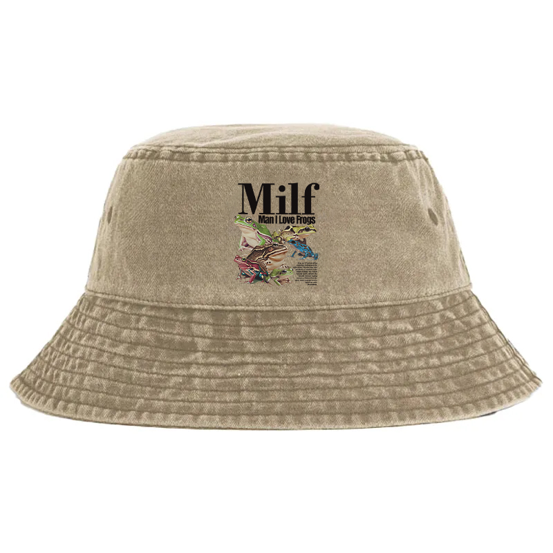 Tokyocanvas Man I Love Frogs Meme Washed Bucket Hat