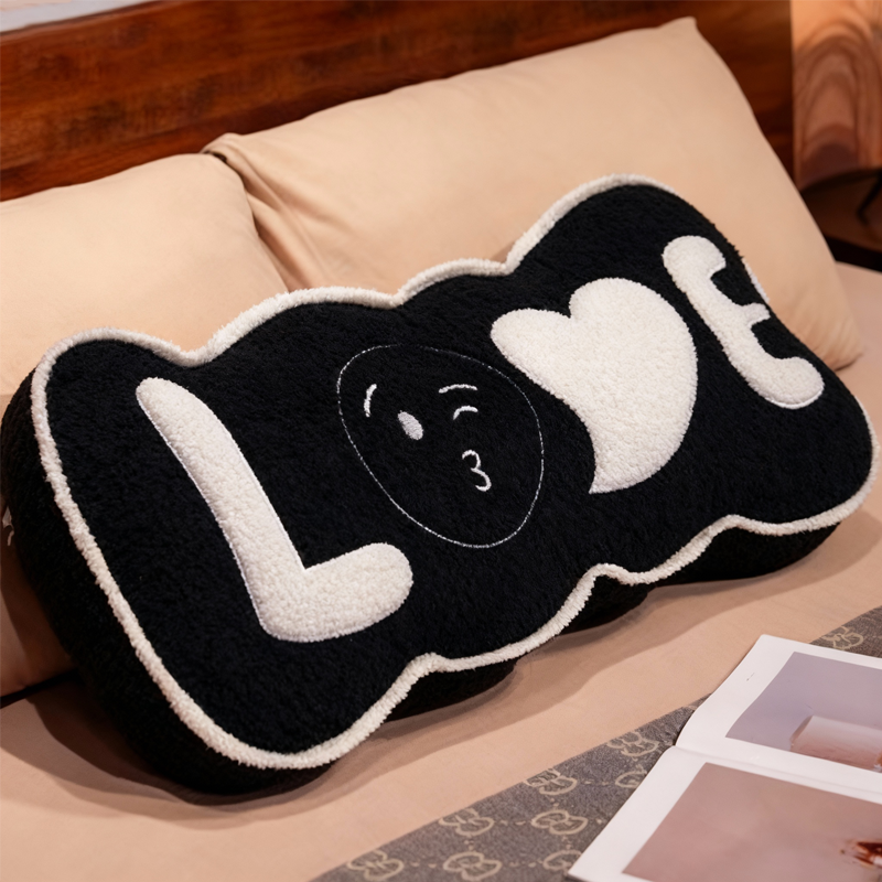 Tokyocanvas Black&White LOVE Shaped Throw Pillow