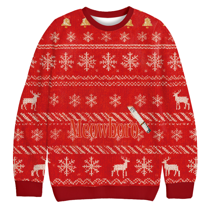 Tokyocanvas Red Custom Cigarette Christmas Ugly Sweatshirt