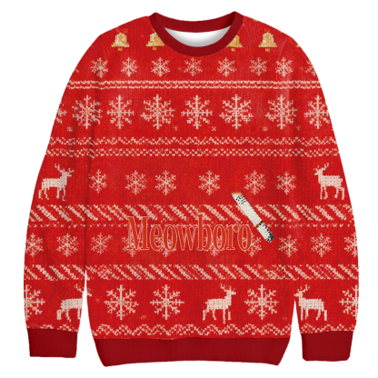 Tokyocanvas Red Custom Cigarette Christmas Ugly Sweatshirt