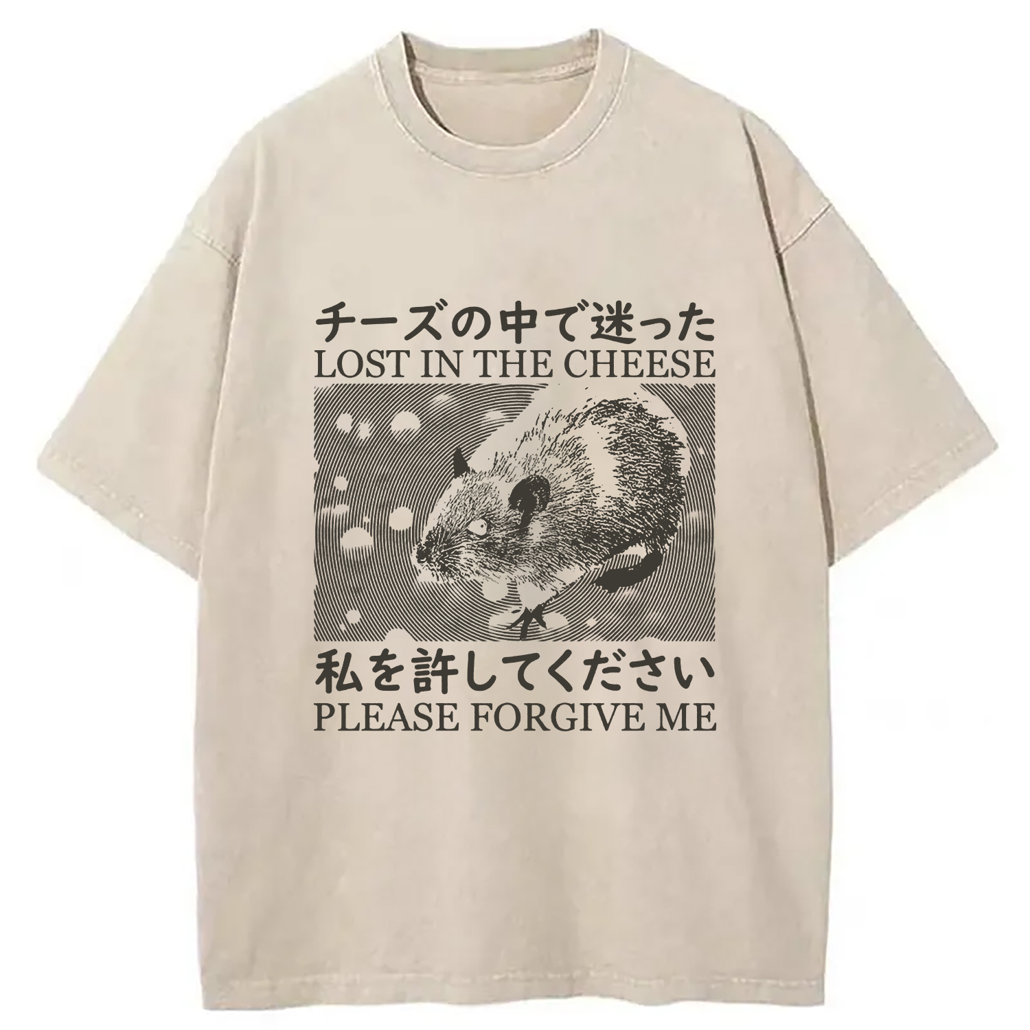 Tokyocanvas Lost in the Cheese Please Forgive Me Washed T-Shirt