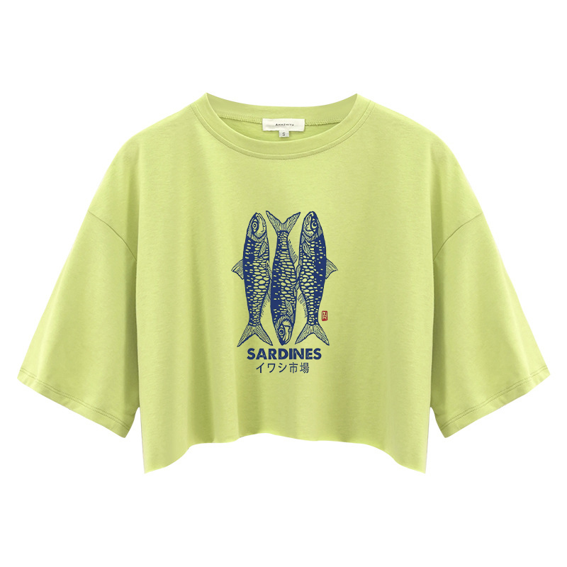 Tokyocanvas Sardines Market Crop Top