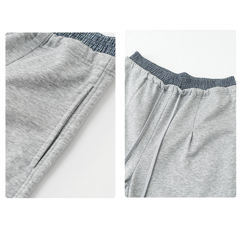 Tokyocanvas Patchwork Double-waistband Wide-leg Sweatpants