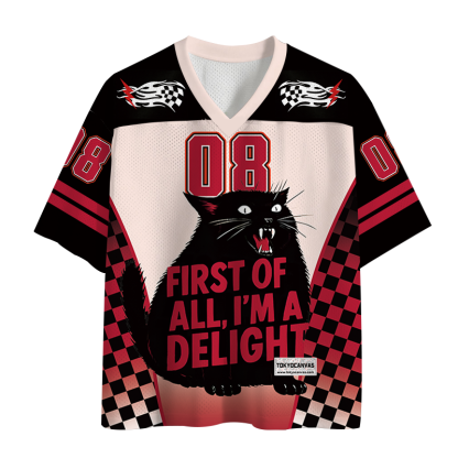 Tokyocanvas Roaring Black Cat Mesh Jersey