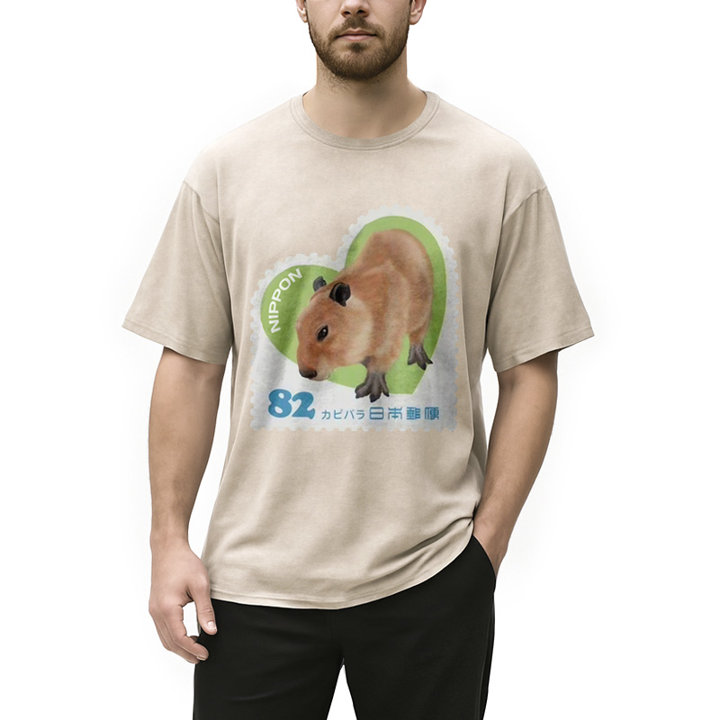 Tokyocanvas Japanese Capybara Washed T-Shirt