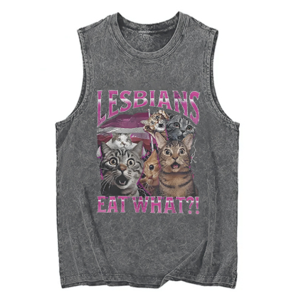 Tokyocanvas Lesbians Eat What?! Funny Washed Tank