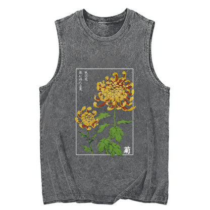 Tokyocanvas Retro Chrysanthemum Washed Tank