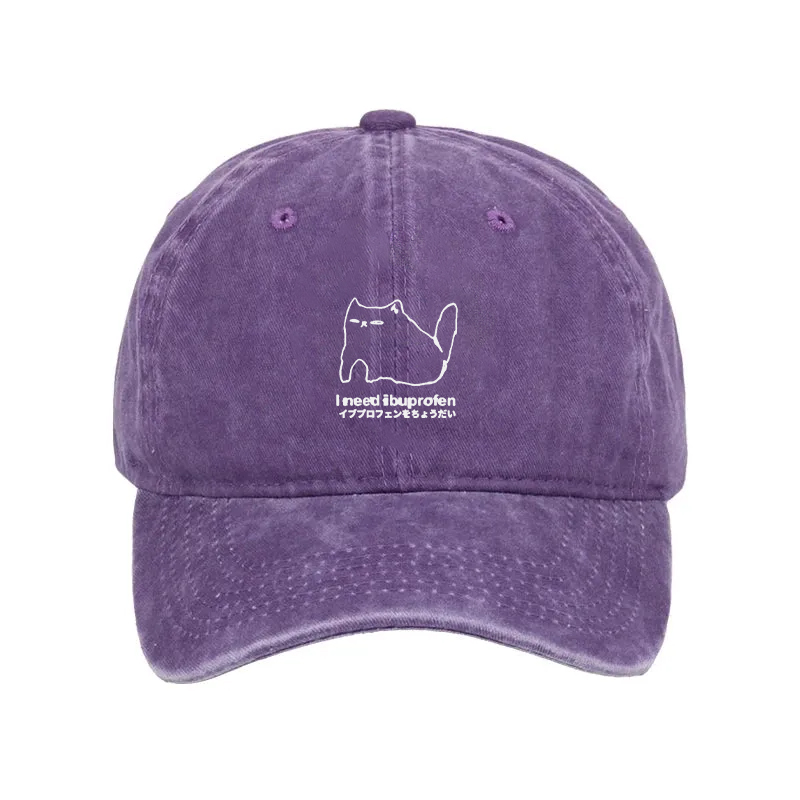 Tokyocanvas I Need Ibuprofen Cat Washed Cap
