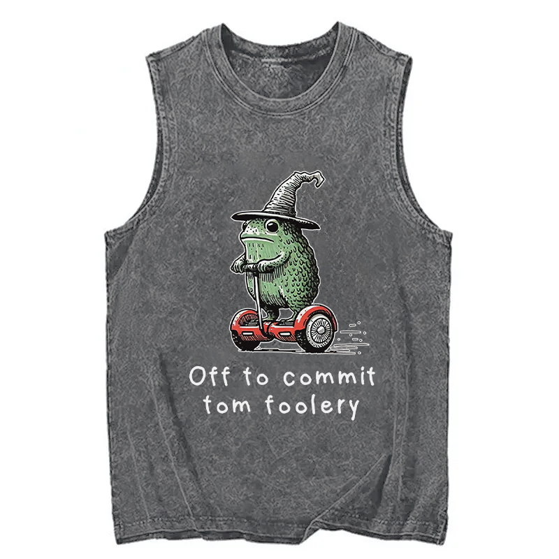 Tokyocanvas Frog Riding A Balance Scooter Washed Tank