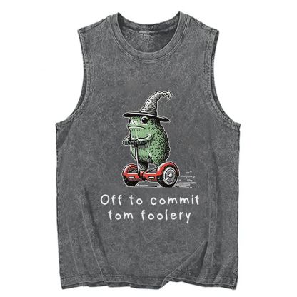 Tokyocanvas Frog Riding A Balance Scooter Washed Tank