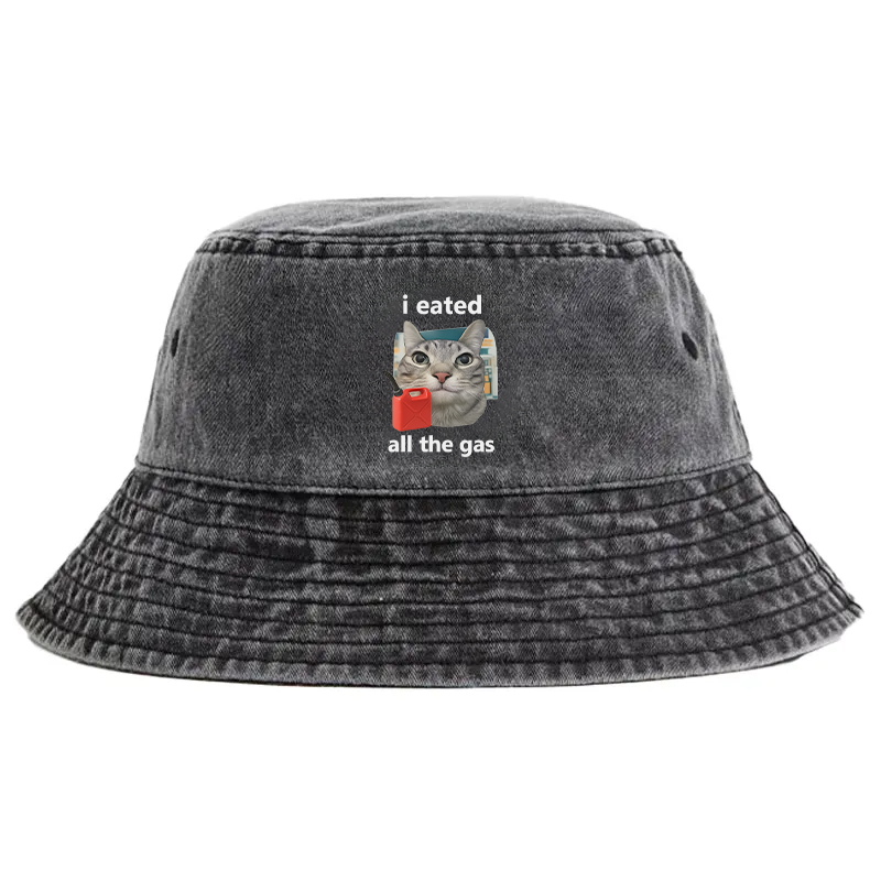 Tokyocanvas I Eated All The Gas Cat Funny Washed Bucket Hat