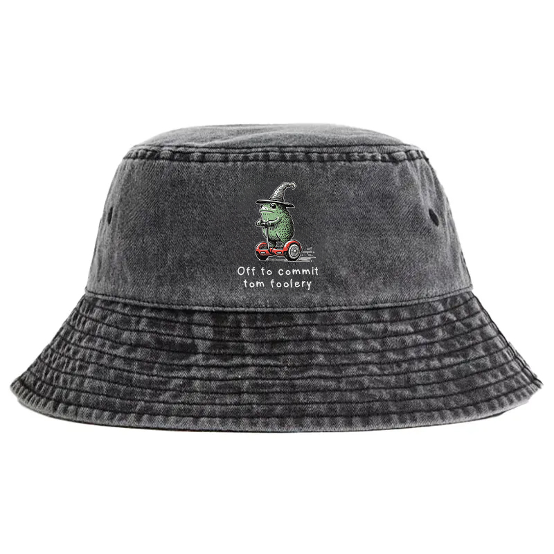 Tokyocanvas Frog Riding A Balance Scooter Washed Bucket Hat