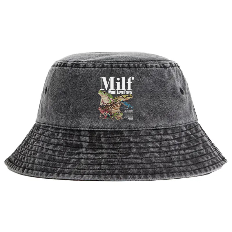 Tokyocanvas Man I Love Frogs Meme Washed Bucket Hat