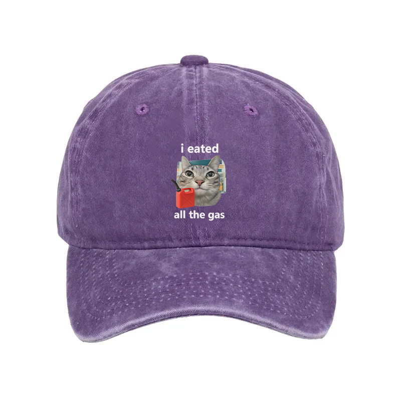 Tokyocanvas I Eated All The Gas Cat Funny Washed Cap