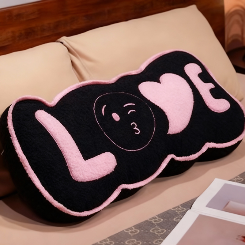 Tokyocanvas Black&Pink LOVE Shaped Throw Pillow