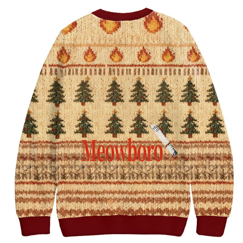 Tokyocanvas Yellow Custom Cigarette Christmas Ugly Sweatshirt