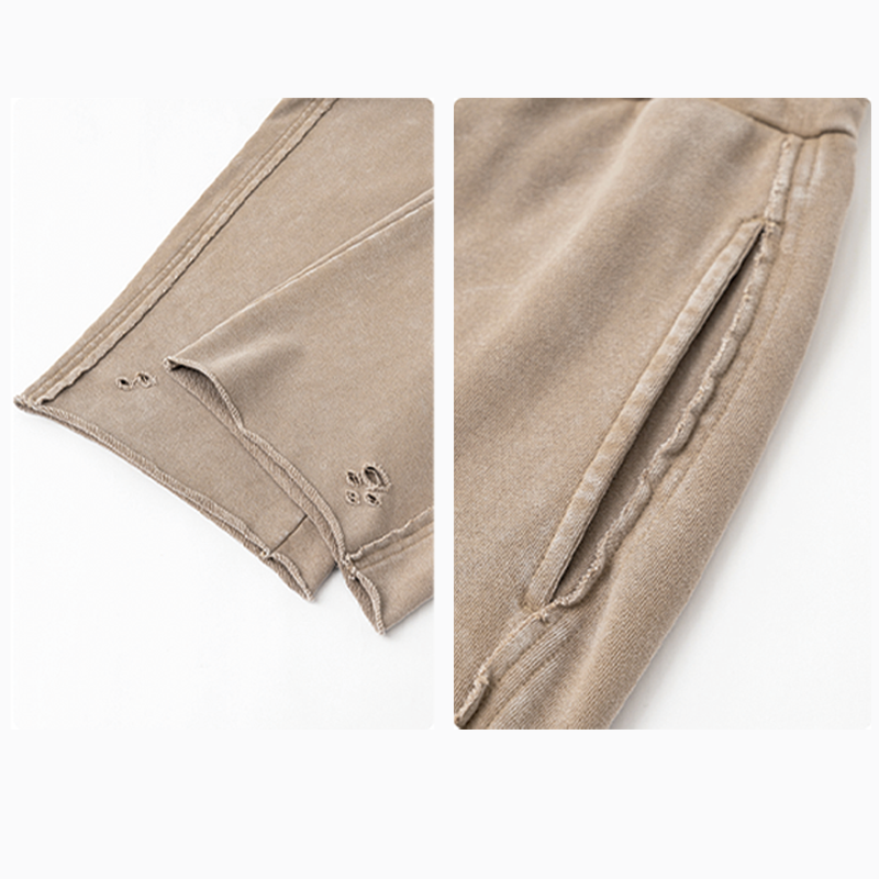 Tokyocanvas Vintage Distressed Rolled-up Ripped Sweatpants