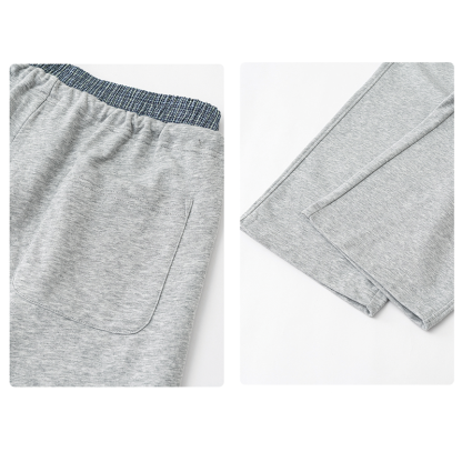 Tokyocanvas Patchwork Double-waistband Wide-leg Sweatpants