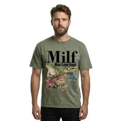 Tokyocanvas Man I Love Frogs Meme Washed T-Shirt