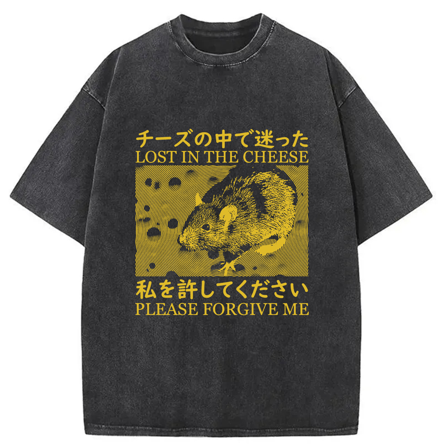 Tokyocanvas Lost in the Cheese Please Forgive Me Washed T-Shirt