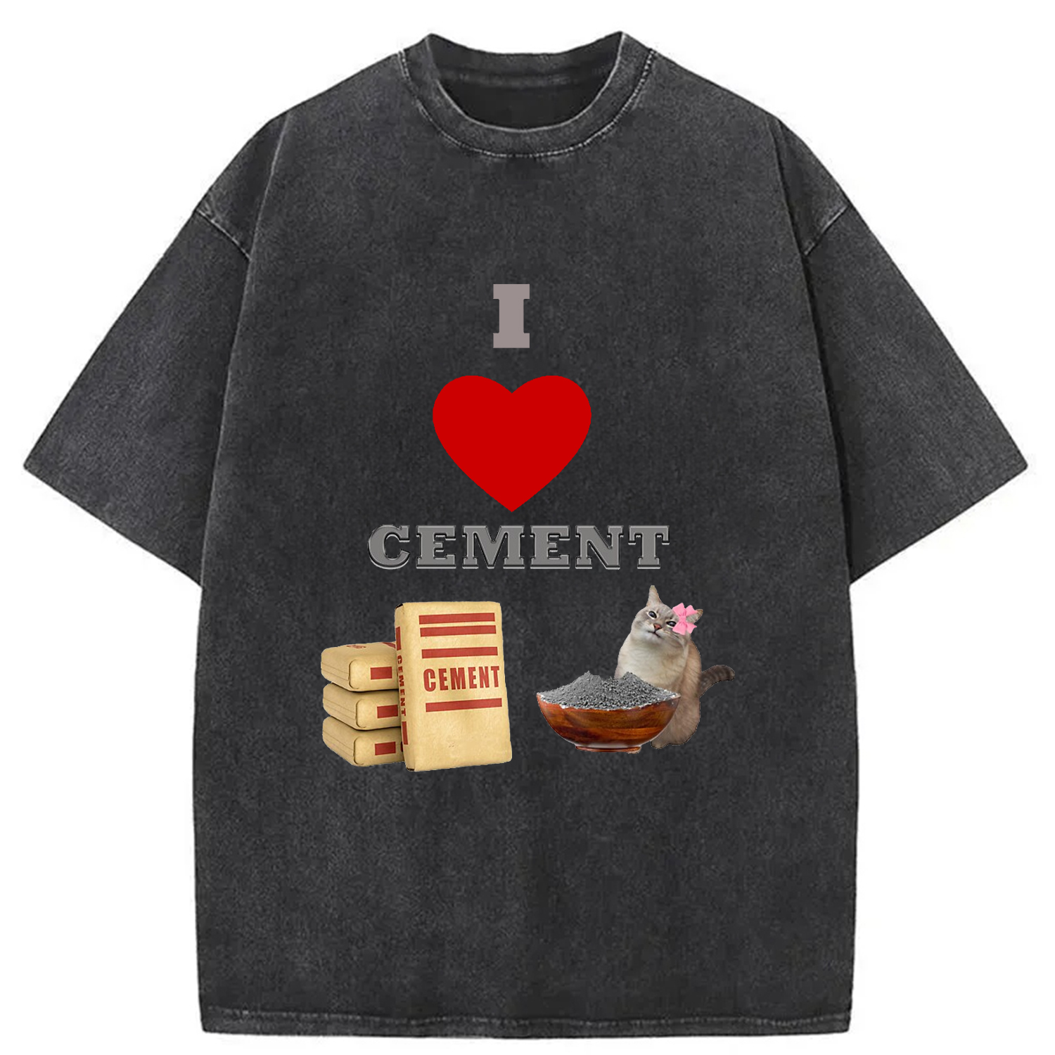 Tokyocanvas I LOVE CEMENT Washed T-Shirt