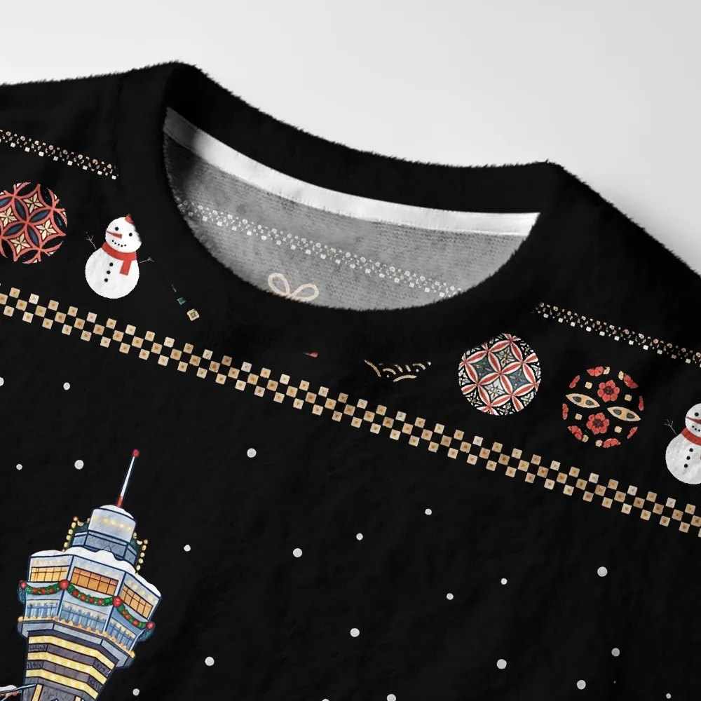 Tokyocanvas Osaka Christmas Night Fuzzy Christmas Ugly Sweatshirt
