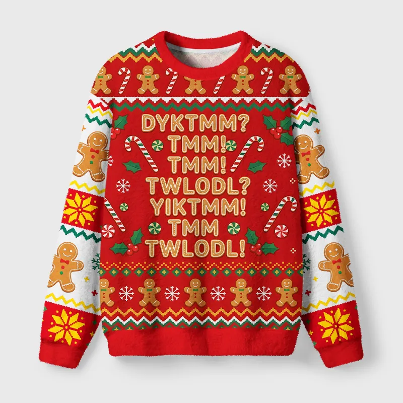 Tokyocanvas Gingerbread Man Funny Secret Code Fuzzy Christmas Ugly Sweatshirt