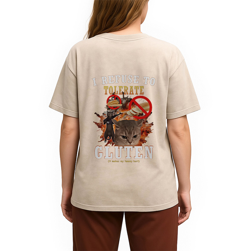 Tokyocanvas I Refuse to Tolerate Gluten Back Washed T-Shirt