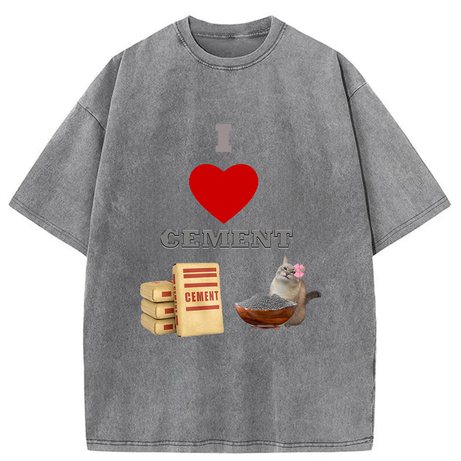Tokyocanvas I LOVE CEMENT Washed T-Shirt